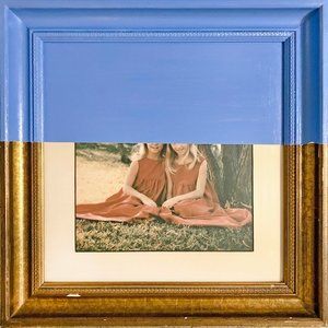 Dip Dye Paint Antique Gold Frame Vintage Twins Art